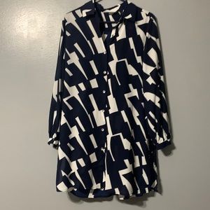 Navy/white shirt dress